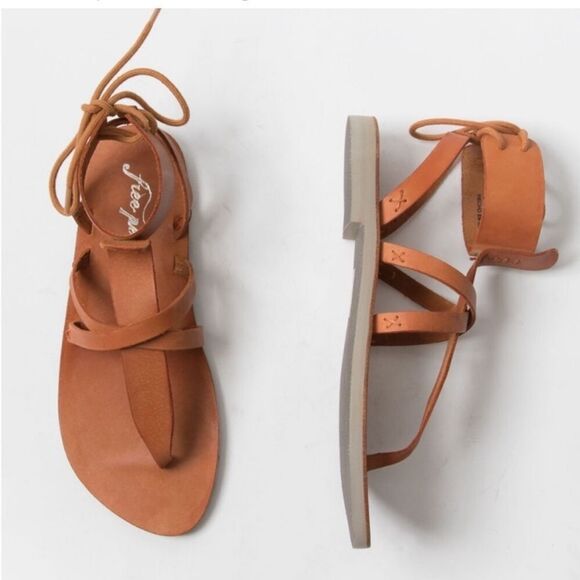 Free People Vacation Day Wrap Sandals in Natural Tan, 9.5 New - Picture 2 of 9
